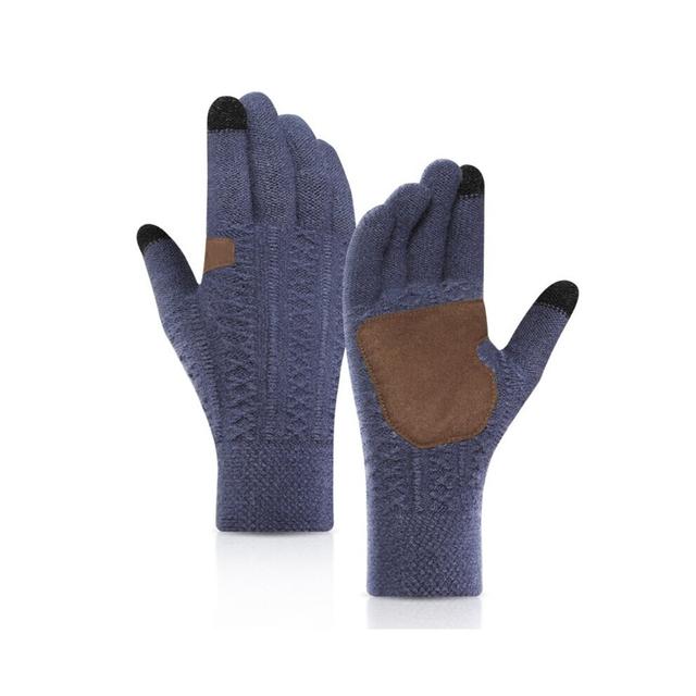 (DB White-XL) Winter Touchscreen Gloves Unisex Stretch Texting Full Finger Knitted Mittens