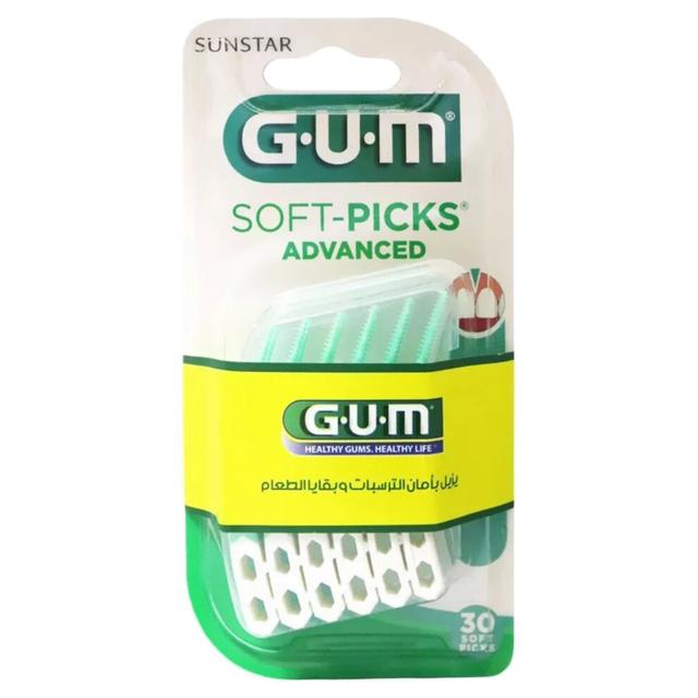 Gum Soft Picks Advanced 30's, Clean Plaque And Food Particles, Super-soft Rubber Bristles, Gentle On Gums