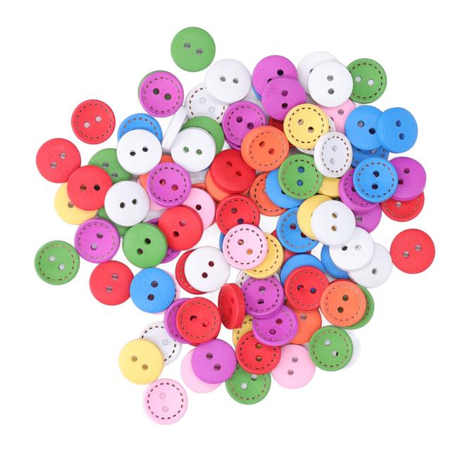 100pcs Sewing Buttons Retro Fashion Wooden