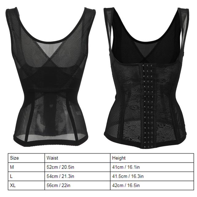 Black Waist Trainer Corset Women Breathable Body Shaper Slimming M