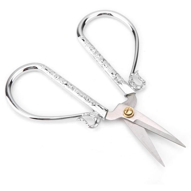 Vintage Steel Cross Stitch Scissors Silver Sewing Embroidery Tool (Silver)