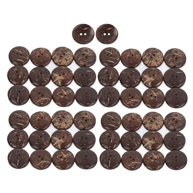 50pcs Wooden Buttons Round Coconut Texture Double