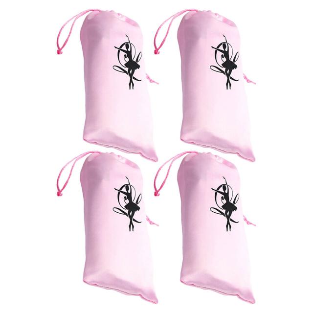 Drawstring Ballet Bags For Girls Shoes Bags Pink Satin 4set