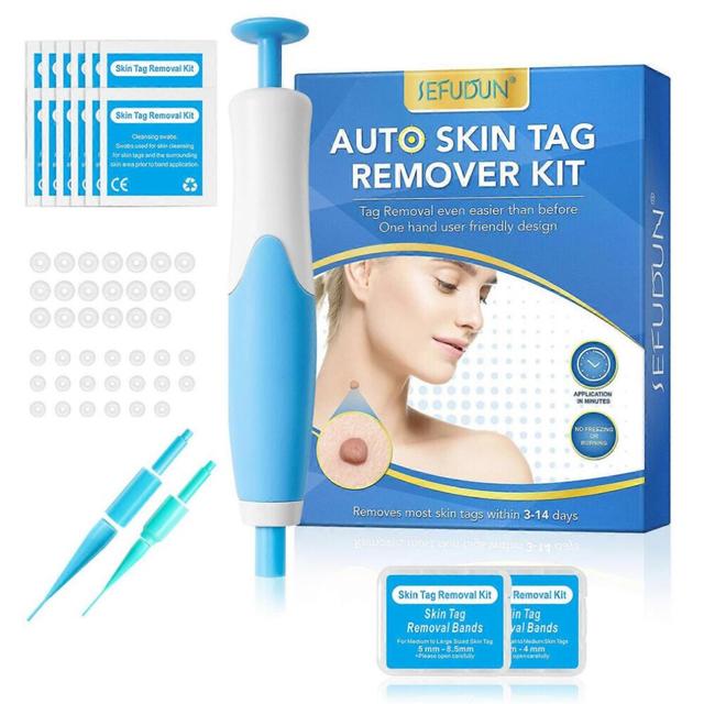 (Blue)Skin-Tag Remover Double Headed Pen Set Portable Convenient Manual for Fingers Arn Feet Neck