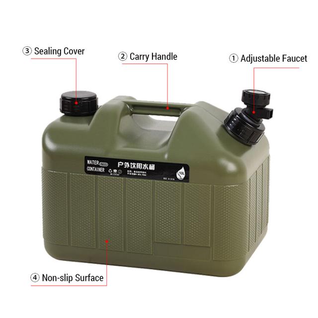 10L Portable Camping Water Container with Faucet, Leakproof PE Tank