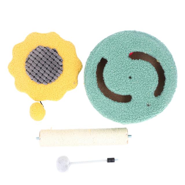 (Yellow) Cat Scratching Post with Plush Ball Climbing Frame Yellow