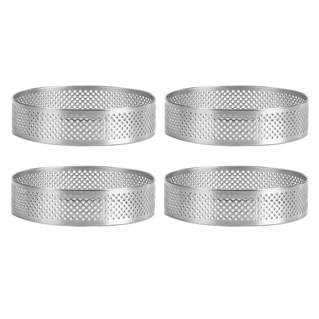 4 Pack Stainless Steel Tart Rings 2.4In,Perforated Cake Mousse Ring