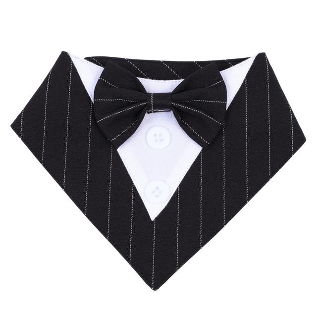 4Pcs Black Decorative Dog Collar Bandanas Stylish Pet Neck Scarves