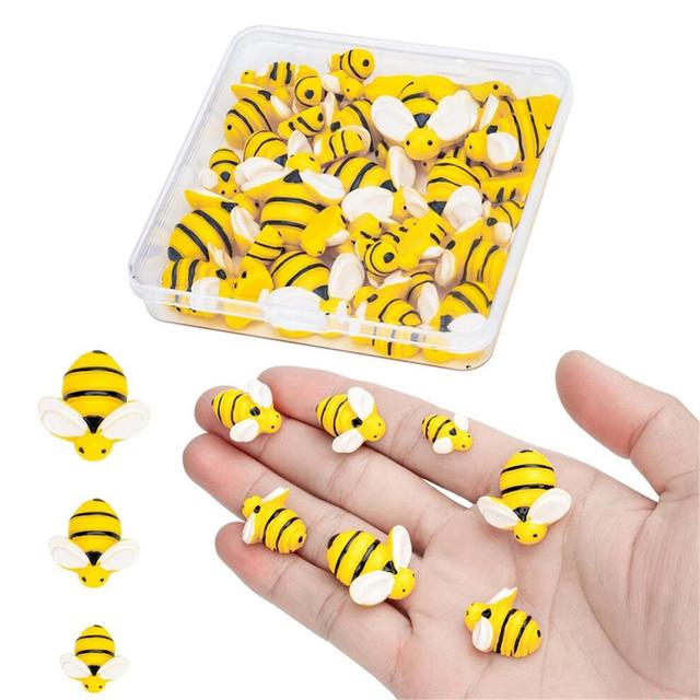 Resin Bee Decorations, 40Pcs in 3 Sizes - Ideal for DIY Crafts, Honey-Themed Parties, and Educational Projects