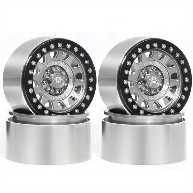 4pcs 1.55" Metal Beadlock Wheel 5-Spoke Wheel Rim for RC 1/10 D90 CC01 LC70 MST Silver