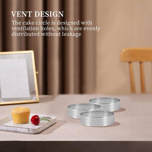 10Pack 8cm Stainless Steel Tart Rings Circular Tart Rings Perforation