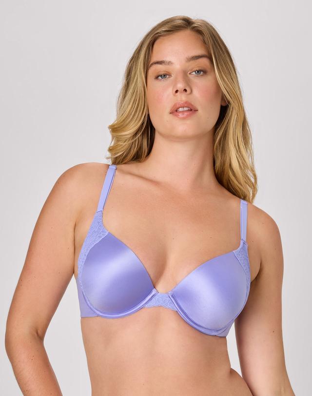 Maidenform Natural Boost Demi T-Shirt Underwire Push-Up Bra, Lace Trim Blue Beyond 36C Women's