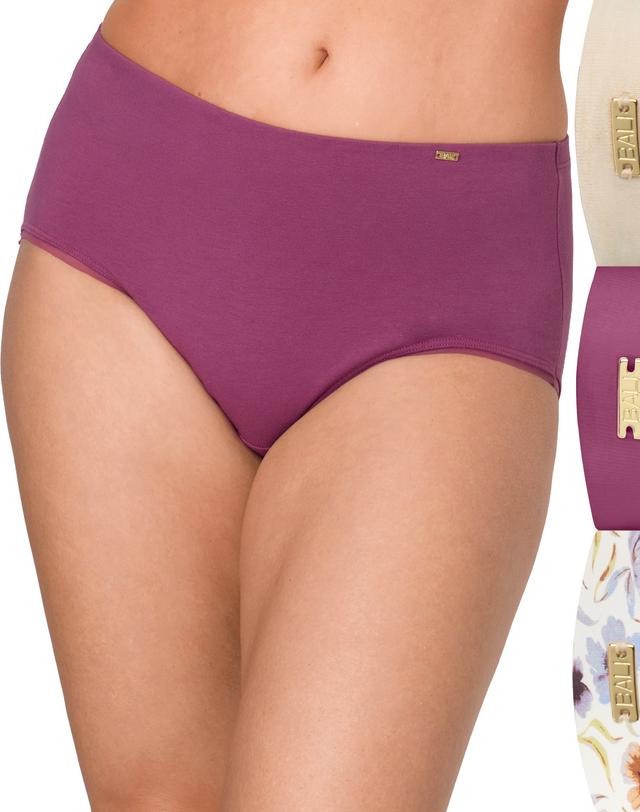 Bali Lux Cotton Essentials Hipster Underwear, 3-Pack Tropical Sand H/Mauve/Desert Poppy Print 7 Women's