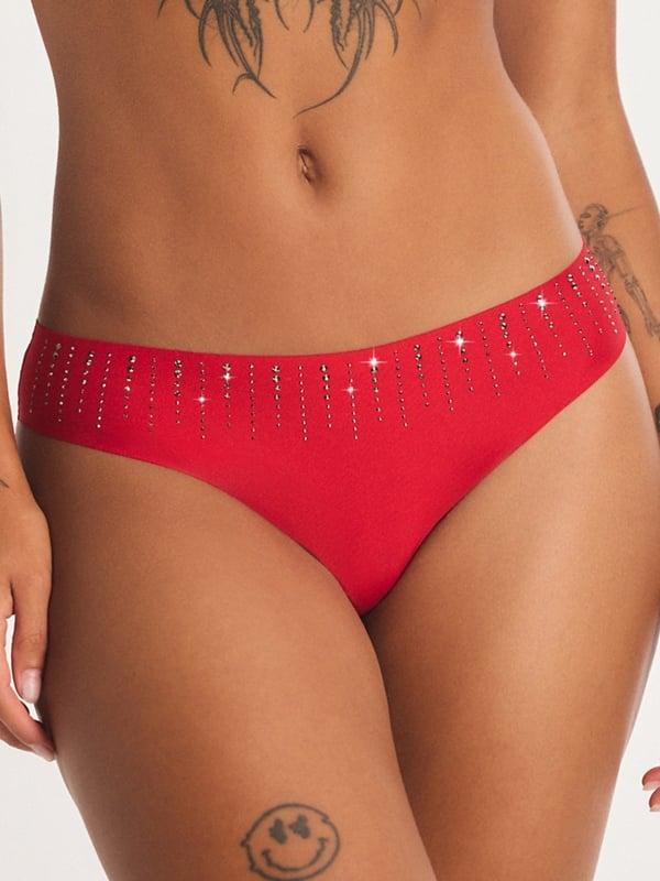 Microfiber Rhinestone Thong Panty