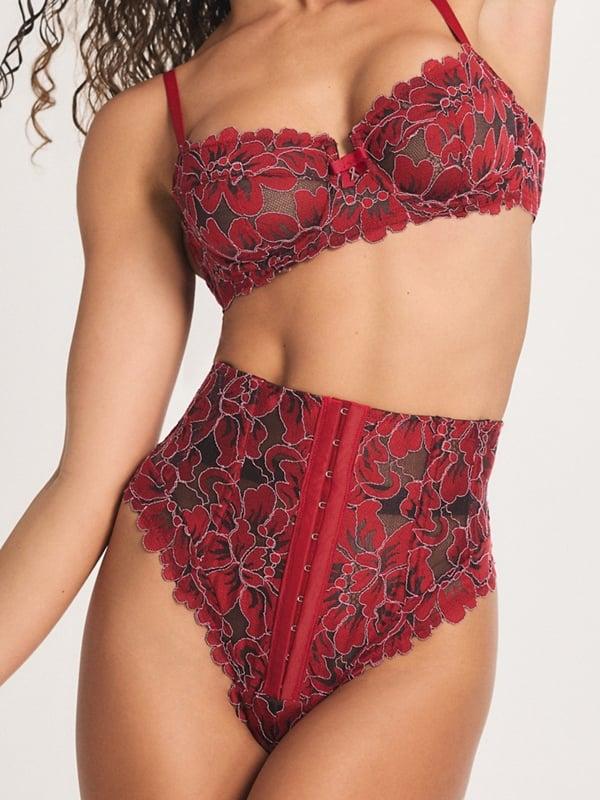 Floral Corded Lace High-Waist Thong Panty