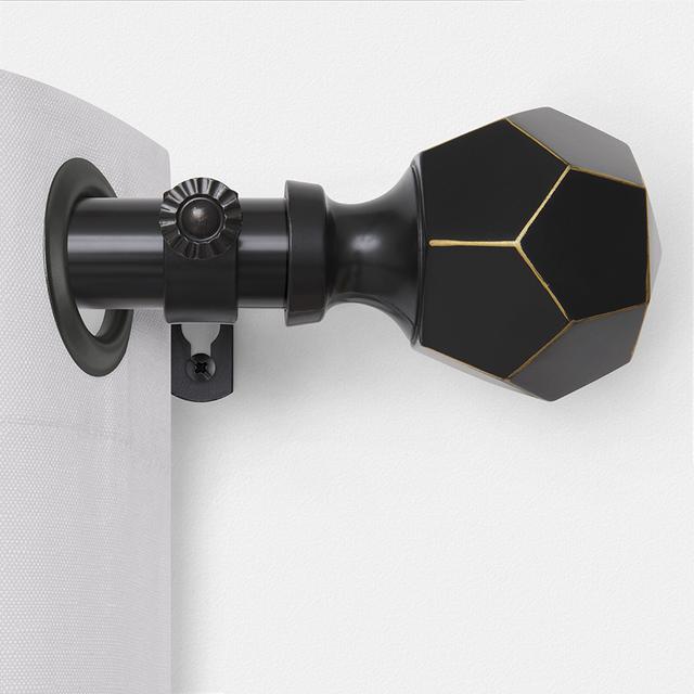 Drapery Curtains Geometric Adjustable Curtain Rods - Black, Select Blinds