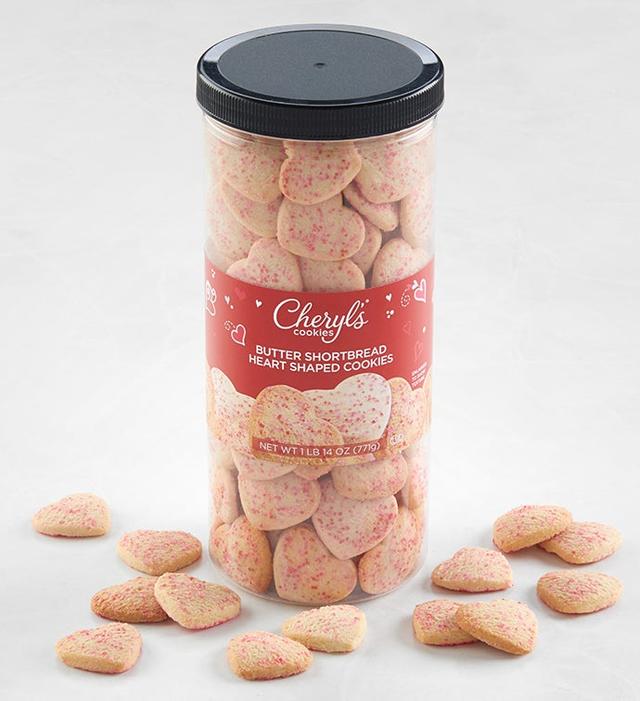 Love Crunchy Shortbread Cookie Hearts - Canister by Cheryl's Cookies