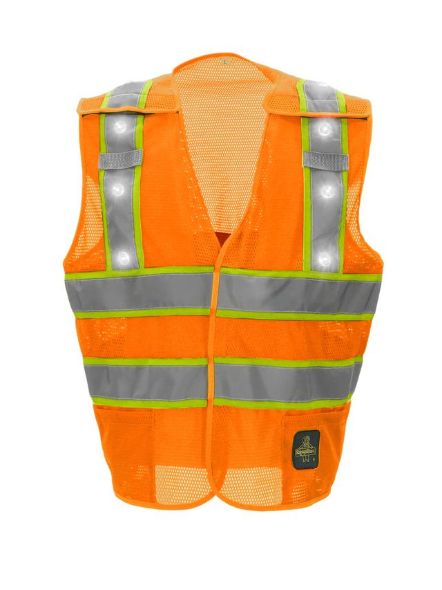 RefrigiWear HiVis Safety Vest with LED Lights Orange Fit: Big & Tall XL