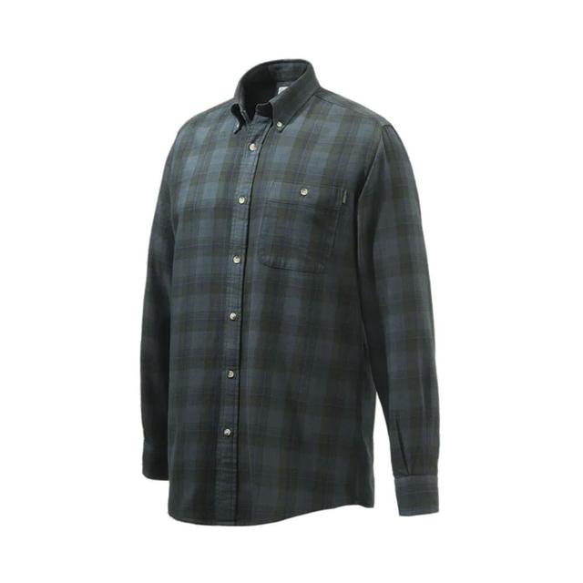 Beretta Wood Flannel Button-Down Shirt Beige/Green Overd. Bark LUA10T213101AD, Large