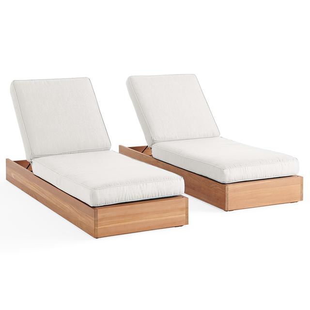 Castello Teak with Cushions 2 Piece Chaise Lounge Set (Cast Pumice)