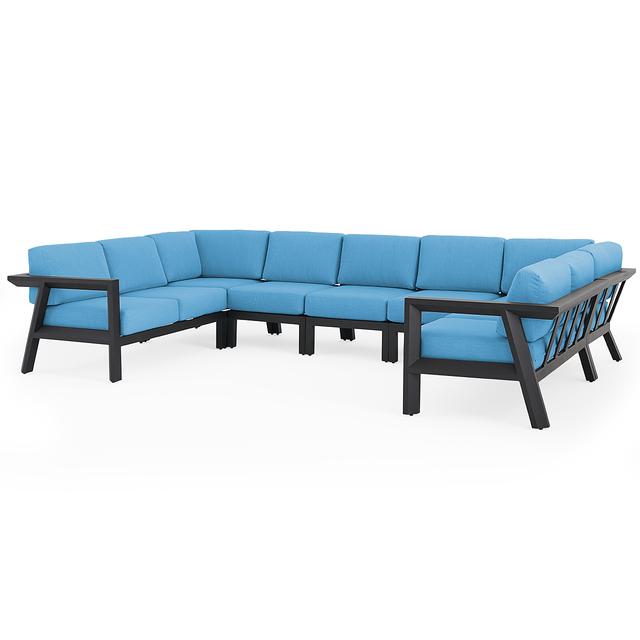 St. Lucia Midnight Aluminum with Cushions 7 Piece Sectional Group (Canvas Sky Blue)