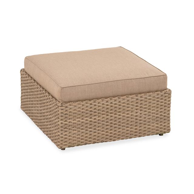 Como Sandpiper Outdoor Wicker with Cushion 35 in. Sq. Ottoman/Coffee Table (Cast Ash)