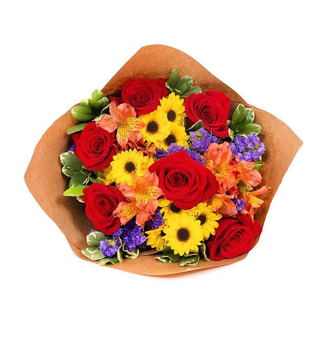 Hearth Happiness Triple Floral Arrangement in Glass Vase