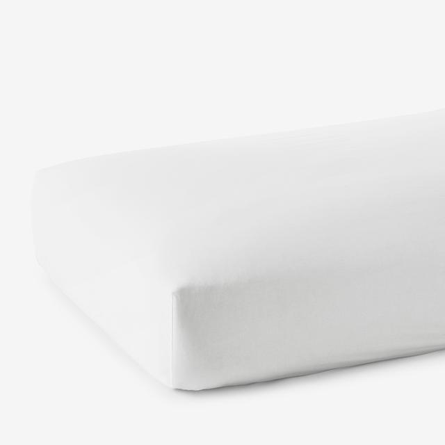 Premium Smooth Egyptian Cotton Sateen Fitted Bed Sheet - White, Size Twin | The Company Store