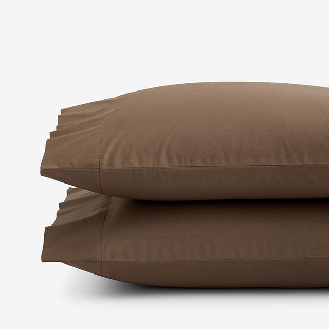 Classic Cool Cotton Percale Pillowcase Set - Brown, Size King | The Company Store