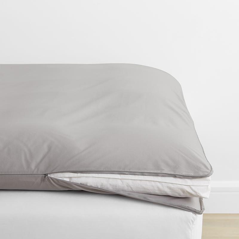 Classic Cool Cotton Percale Featherbed Cover - Gray Smoke, Size Full | The Company Store