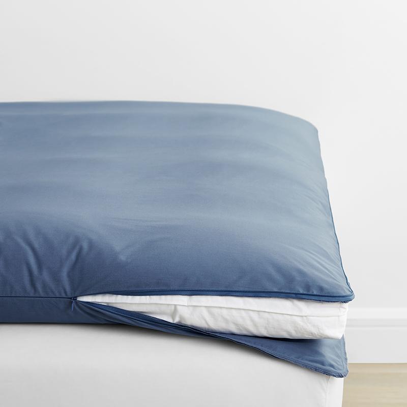 Classic Cool Cotton Percale Featherbed Cover - Slate Blue, Size Full | The Company Store