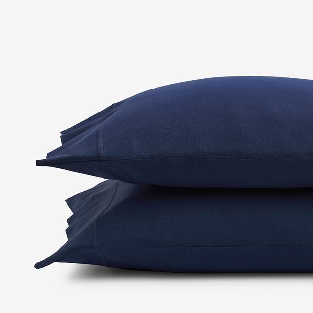 T-Shirt Soft Jersey Knit Pillowcase Set - Blue, Size King, Cotton | The Company Store