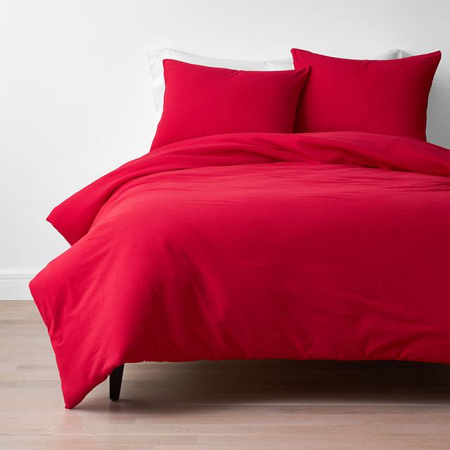 T-Shirt Soft Jersey Knit Duvet Cover Set - Red, Size California King, Cotton | The Company Store