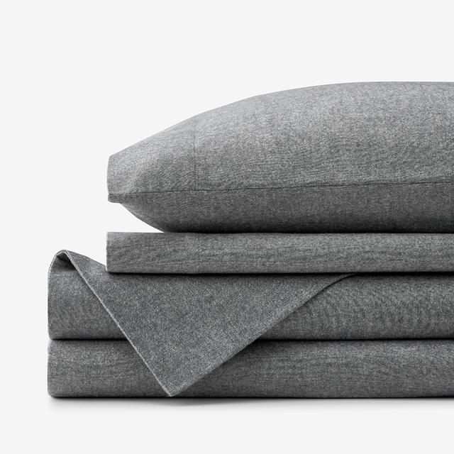 Bromley Premium Ultra-Cozy Cotton Flannel Bed Sheet Set - Gray, Size Full | The Company Store