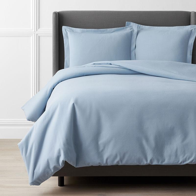 Classic Ultra-Cozy Cotton Velvet Flannel Solid Duvet Cover - Powder Blue, Size Full | The Company Store