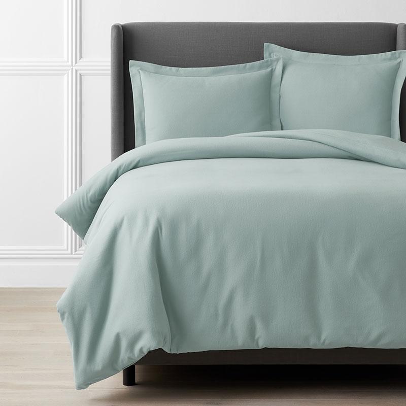 Classic Ultra-Cozy Cotton Velvet Flannel Solid Duvet Cover - Blue/Green/Teal, Size Full/queen | The Company Store
