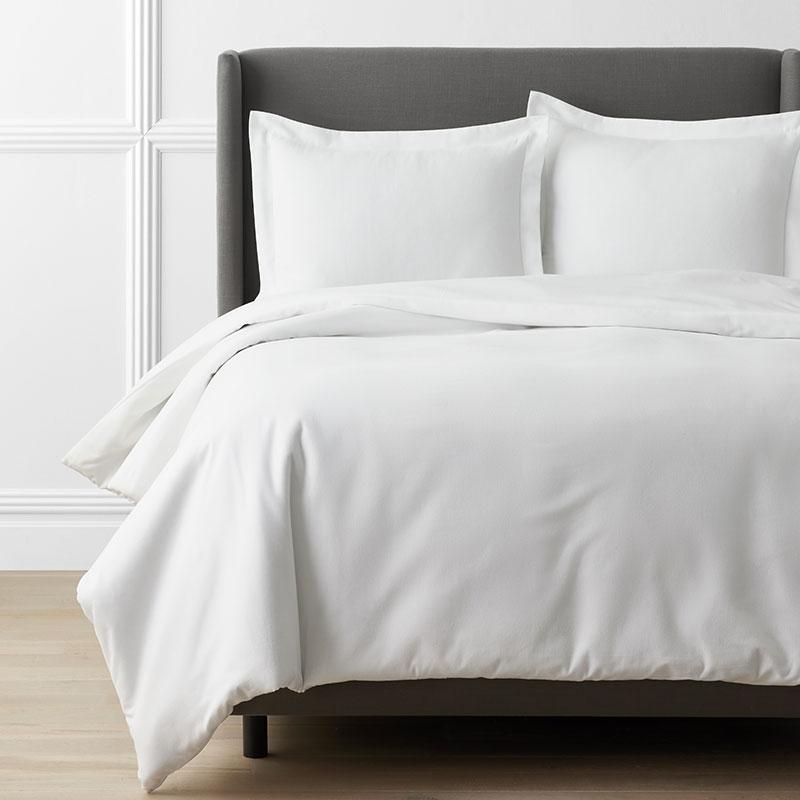 Classic Ultra-Cozy Cotton Velvet Flannel Solid Duvet Cover - White, Size Full/queen | The Company Store