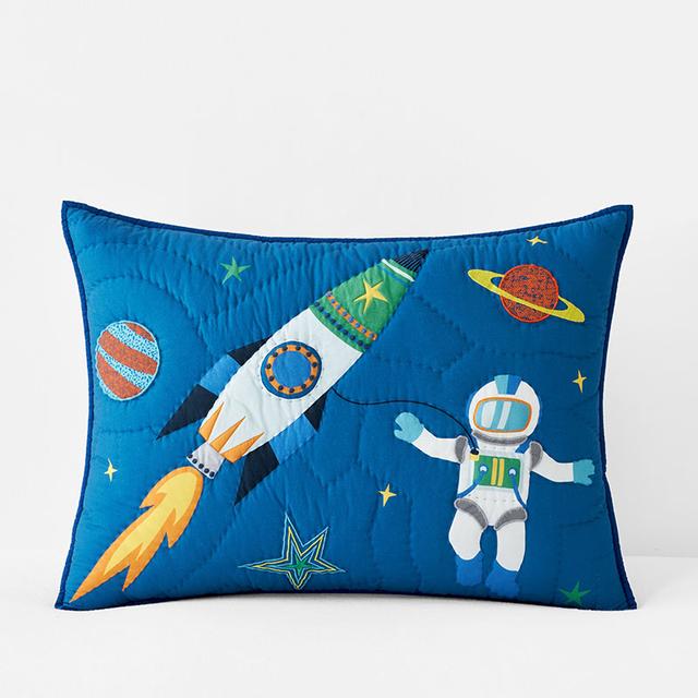 Outerspace Quilted Sham - Blue, Size Standard, Cotton | The Company Store