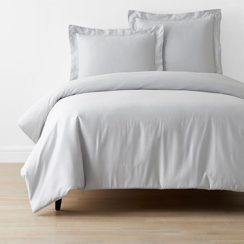 Classic Smooth Sateen Solid Duvet Cover - Gray/Light Gray, Size Full | The Company Store