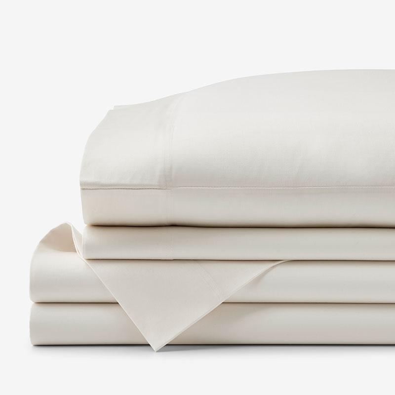 Classic Smooth Sateen Solid Bed Sheet Set - Ivory, Size Full | The Company Store