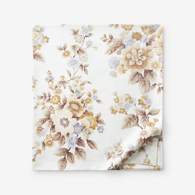 Primrose Bloom Premium Smooth Wrinkle-Free Sateen Flat Bed Sheet - Beige/Brown, Size Queen | The Company Store