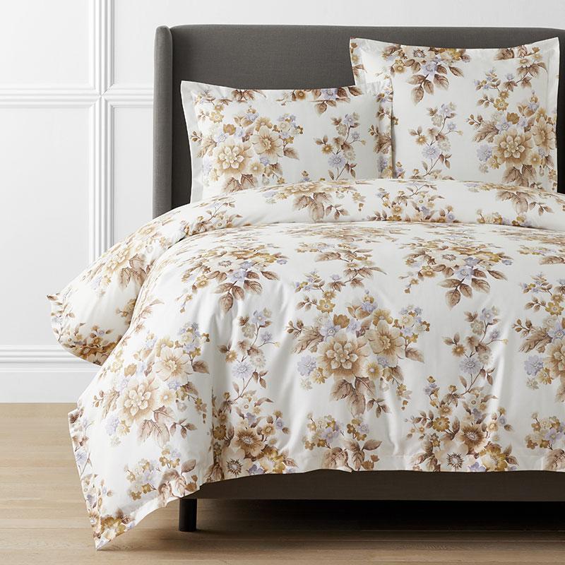 Primrose Bloom Premium Smooth Wrinkle-Free Sateen Duvet Cover - Beige/Brown, Size Full | The Company Store