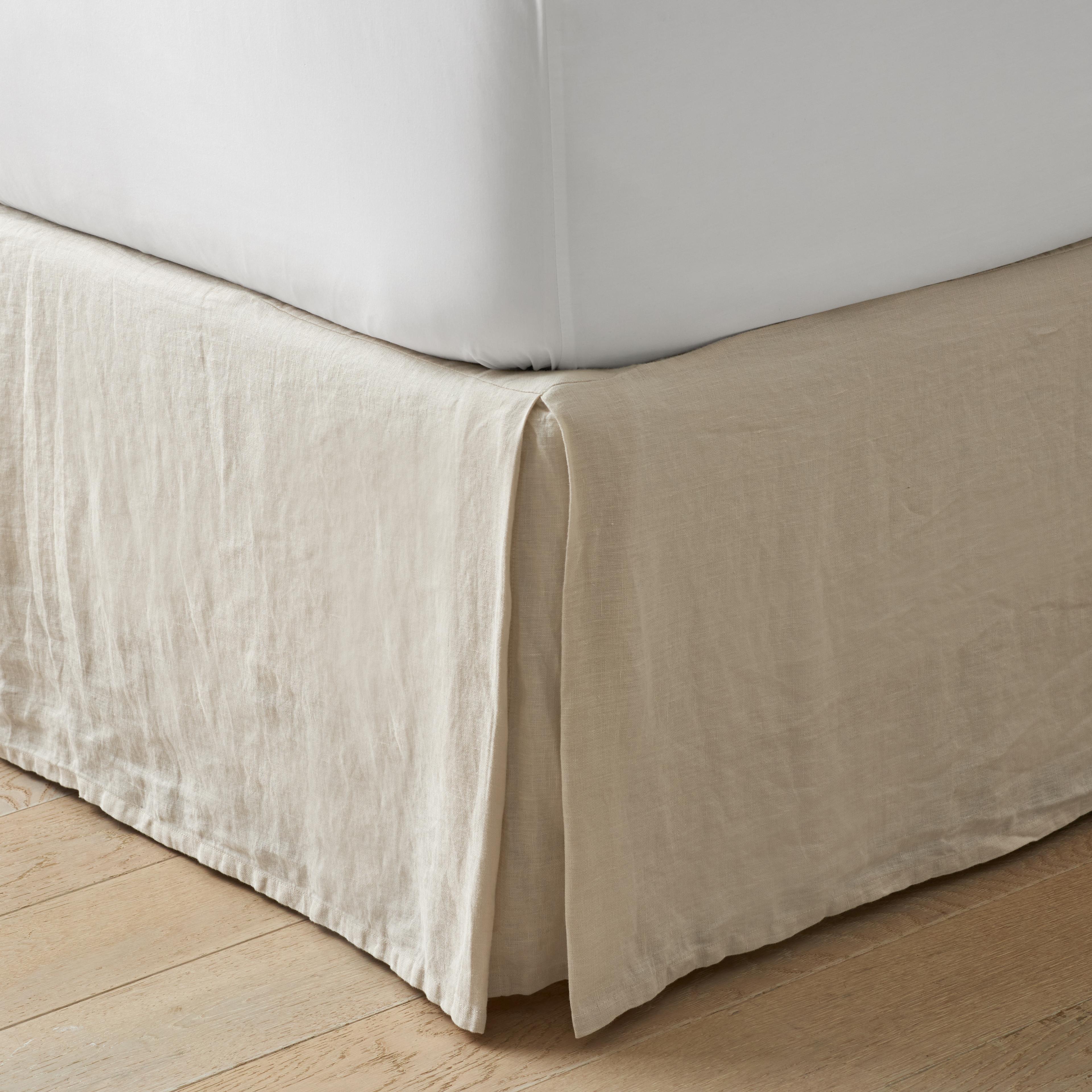 Premium Breathable Washed Linen Solid Bed Skirt - Beige, Size Twin | The Company Store