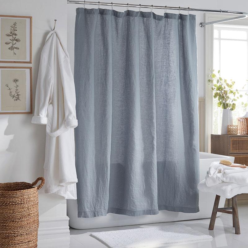 Premium Breathable Washed Linen Solid Shower Curtain - Dusty Blue, Size 72 x 72 | The Company Store