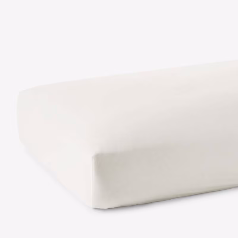 Luxe Smooth Egyptian Cotton Sateen Fitted Bed Sheet - Ivory, Size California King | The Company Store