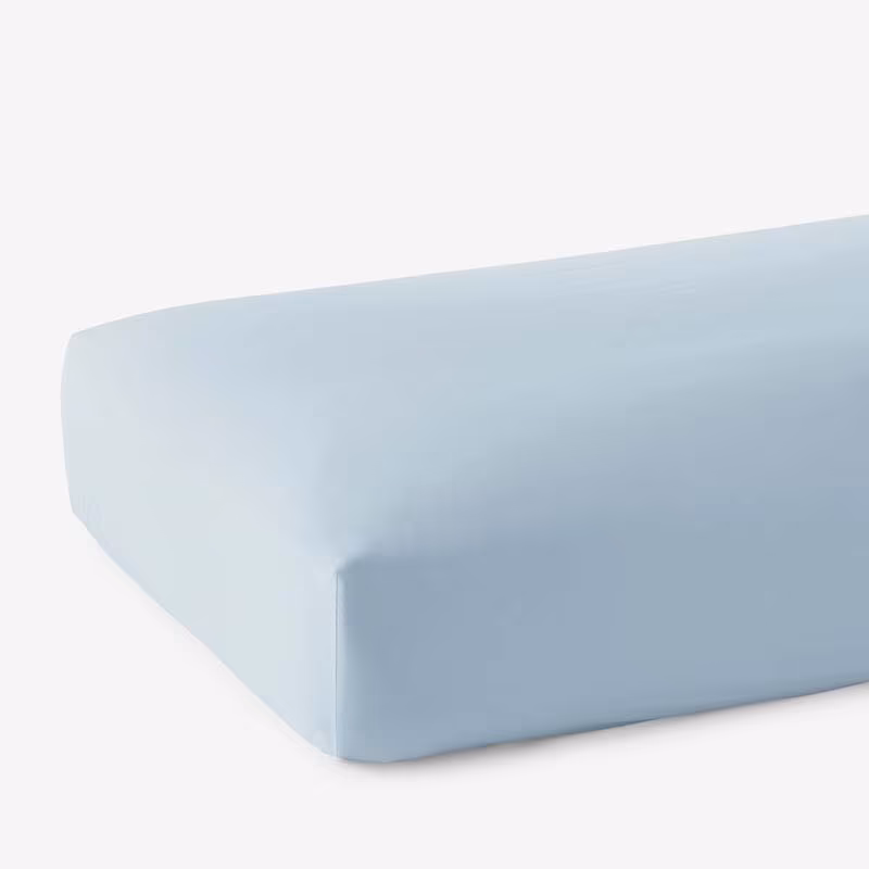 Luxe Smooth Egyptian Cotton Sateen Fitted Bed Sheet - Sky Blue, Size Twin | The Company Store