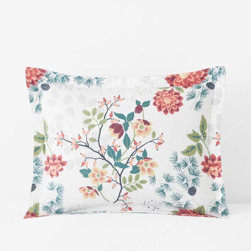 Holiday Print Classic Ultra-Cozy Cotton Velvet Flannel Sham - Vintage Blooms, King - Red/Teal/Turquoise Blue | The Company Store