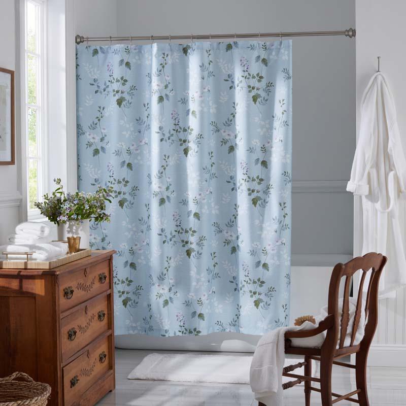 Wispy Meadow Premium Smooth Wrinkle-Free Sateen Shower Curtain - Blue, Size 72 x 72 | The Company Store