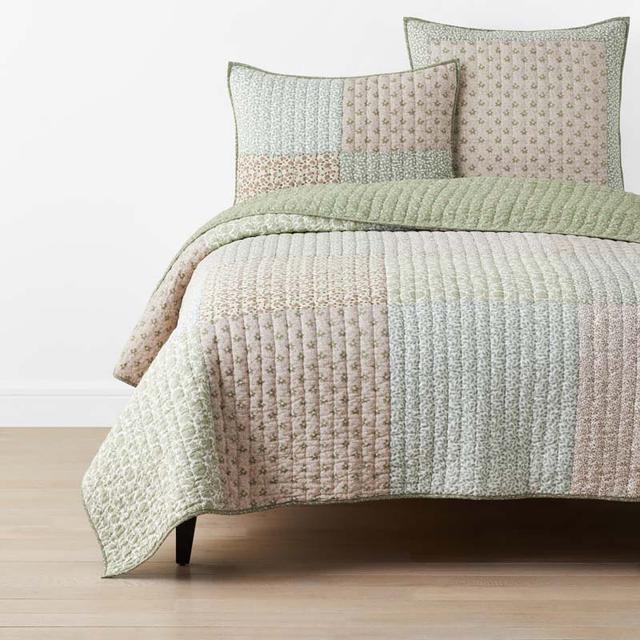 Megara Patchwork Quilt - Green, King/Cal. King - Blue/Green/Pink, Size California King, Cotton | The Company Store