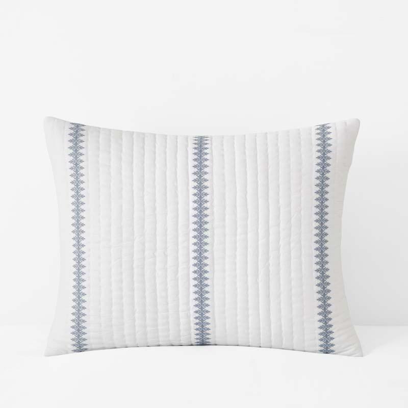 Rishika Quilted Sham - Blue/White, Size Standard, Cotton | The Company Store